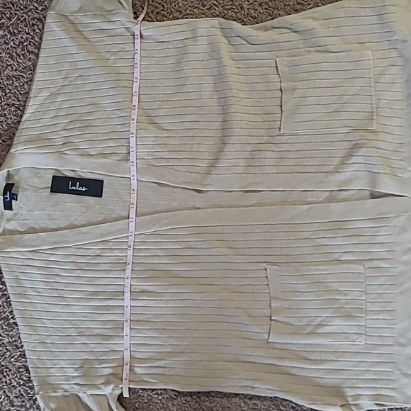 Lulus No Matter the Season Beige Ribbed Knit Cardigan Sweater Size LARGE - Picture 6 of 8